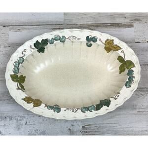 VINTAGE Metlox Vernon Ware Vineyard Oval Serving Bowl 11" California Grapes